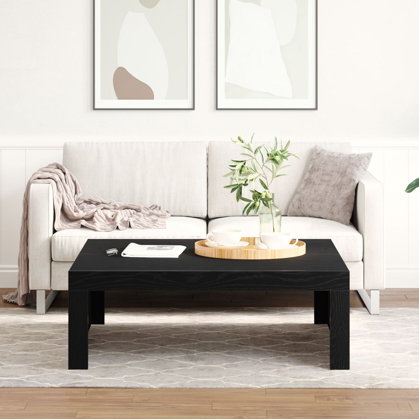 Salontafel - Gemaakt Van Engineered Wood 100 x 100 x 35 cm Zwart eiken