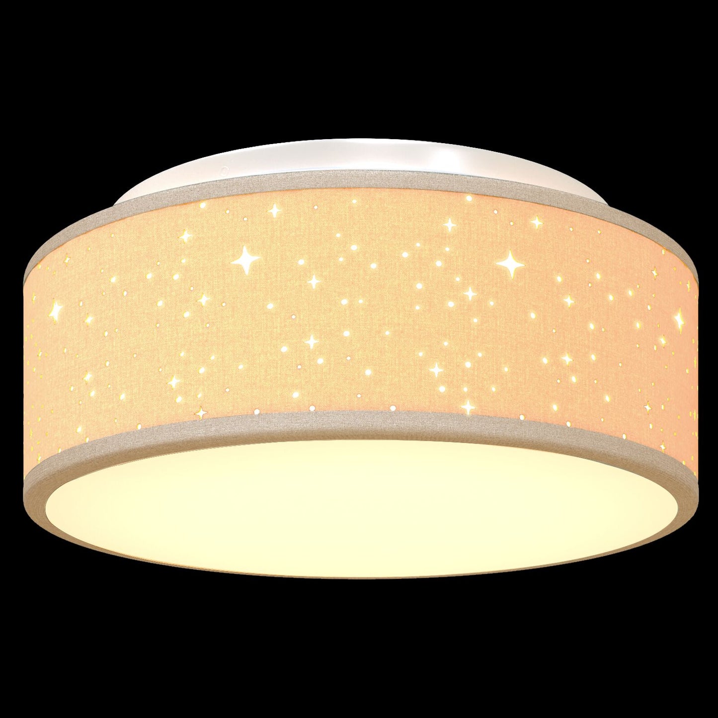 Plafondlamp Ø 30 Cm Stof E27 Ø30 x 13,5 cm Taupe met stervormige lampenkap
