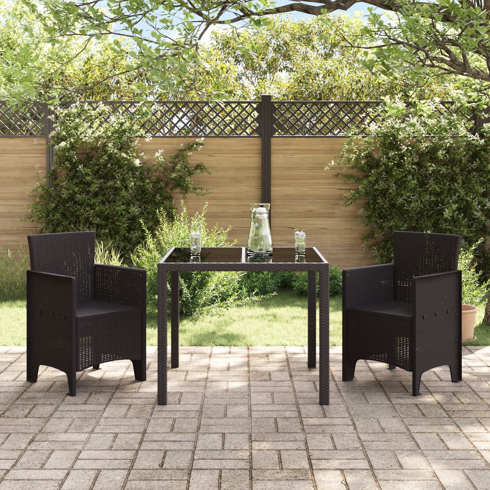 Tuinstoelen 2 Stuks Poly Rattan zonder kussen Bruin