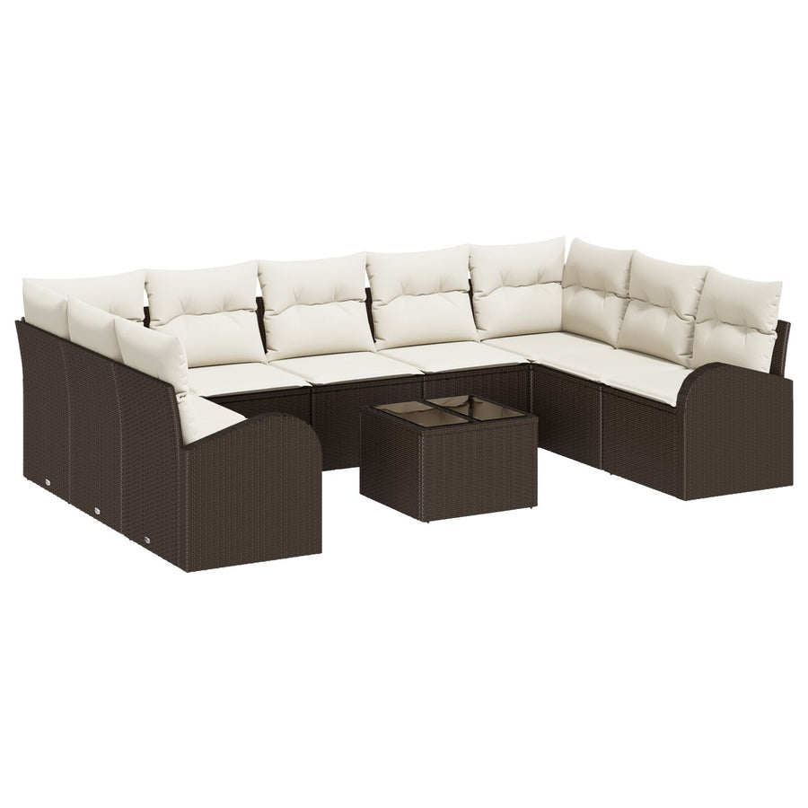 9 Delige Tuinbank Set Met Kussens Grijs Poly Rattan