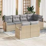 Loungeset poly rattan beige 7-delig