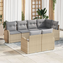 7-Delige Tuinsofa Set Met Kussens Beige Poly Rattan