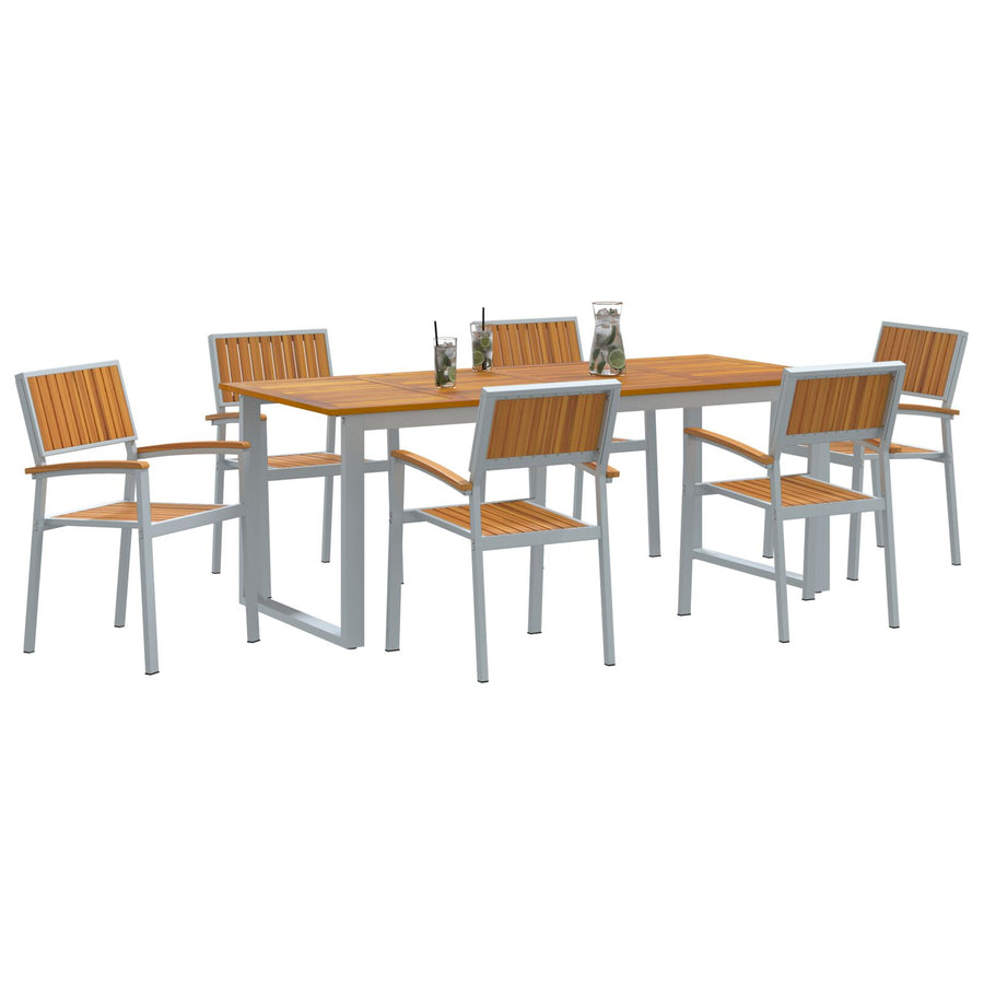 Tuin Eettafel Set Set Van 7 Grijs Aluminium Duurzaam