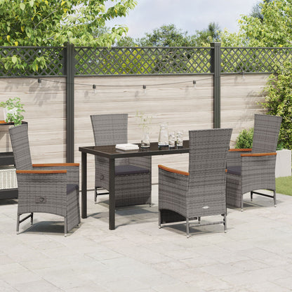 5 Delige Tuin Eetset Met Kussens Grijs Poly Rattan