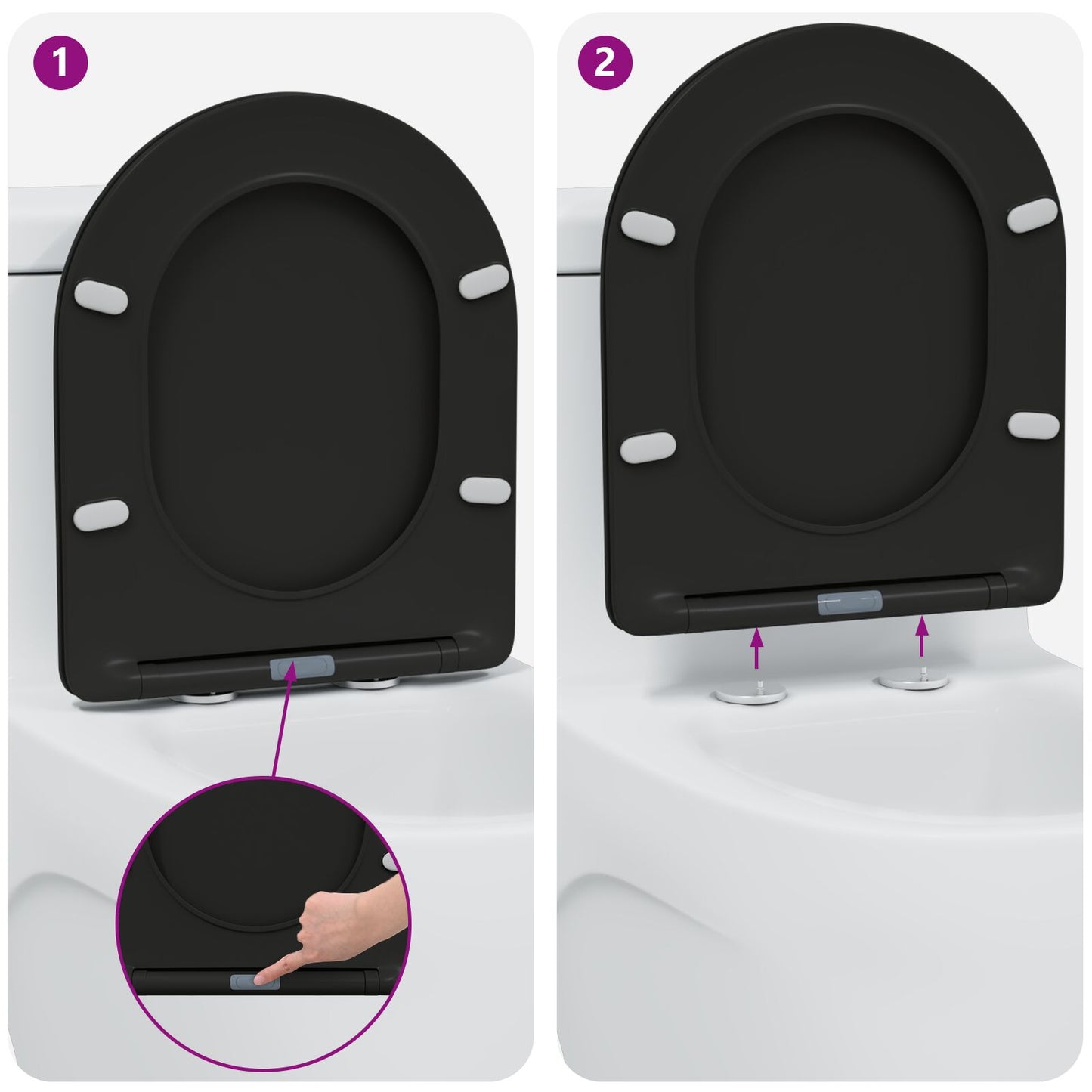 Snelsluiting Toiletzitting Met Soft Close - Duroplast, Zwart