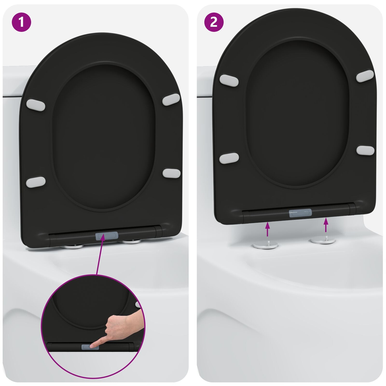 Snelsluiting Toiletzitting Met Soft Close - Duroplast, Zwart