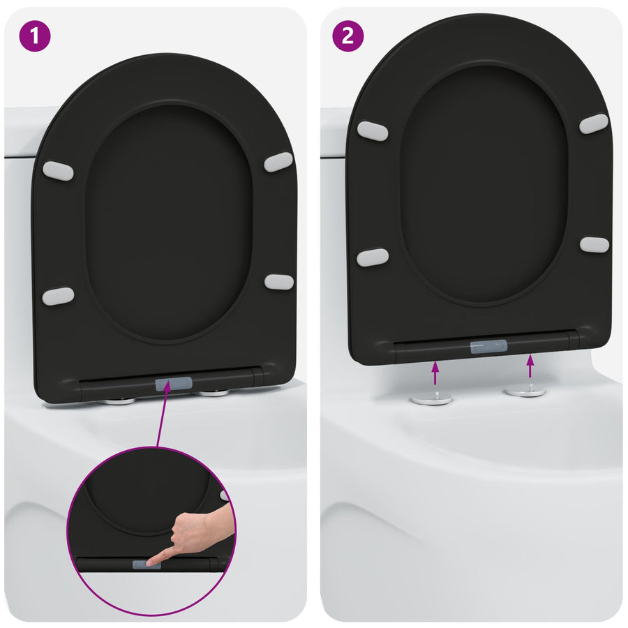 Snelsluiting Toiletzitting Met Soft Close - Duroplast, Zwart