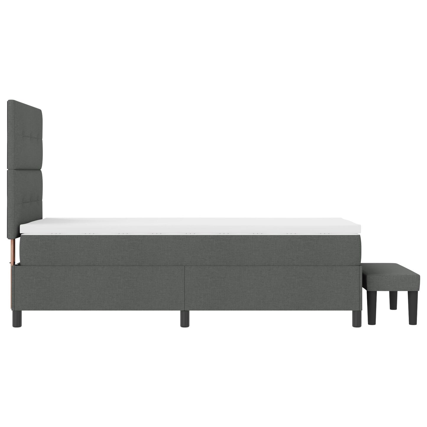 Boxspring Bed Met Matras & Bank Stof Donkergrijs 80 x 200 cm Knop gestikte