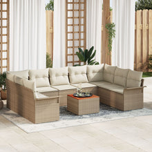 10-Delige Tuin Sofa Set Met Kussens Beige Poly Rattan Acacia