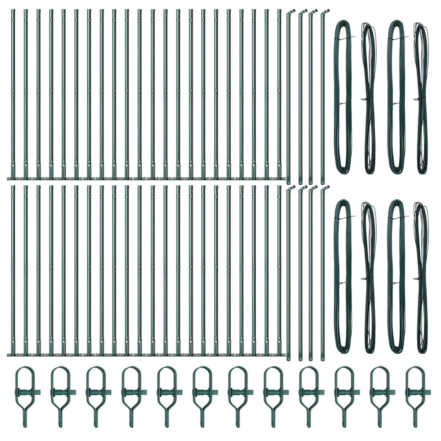 Heipalen Set Van 52 Gepoedercoat Staal 3,2 X 3,2 X Groen 110 cm 52x betonpost