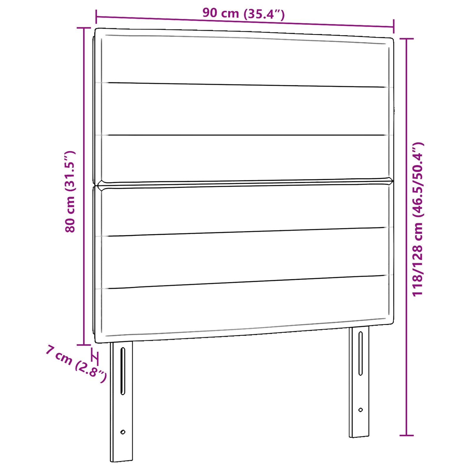 Hoofdbord Lijnenontwerp Stof Blauw 90 cm Hoog hoofdbord