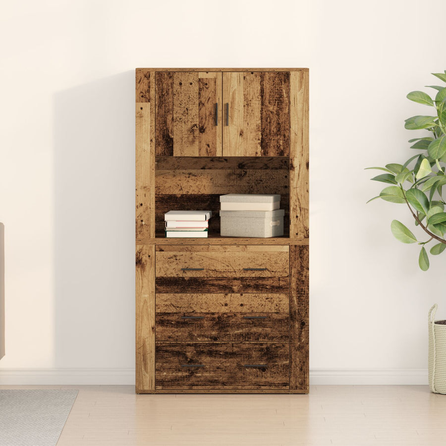 Highboard 80X33X150 Cm Gelaagd Hout Oud hout