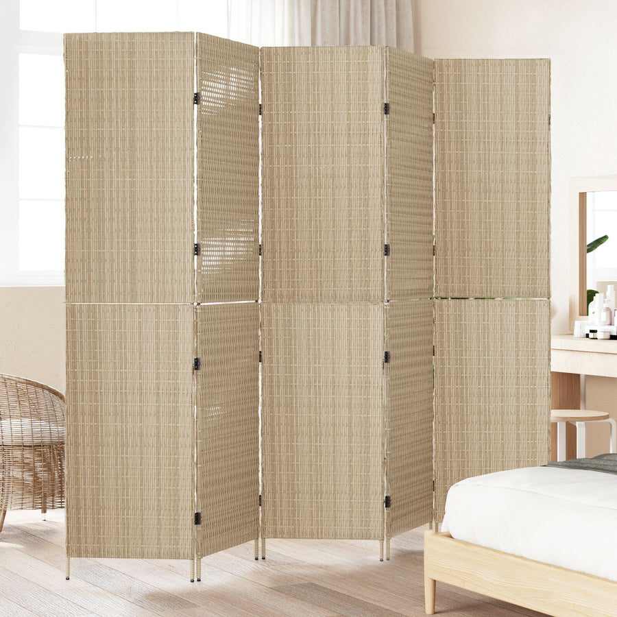 Kamerschermen Hout Groot Opvouwbaar Kamerscherm 180 cm Beige 5 panelen