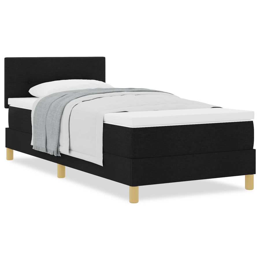 Boxspring Bed Met Matras Stof Zwart 80 x 200 cm Knoopgestikt