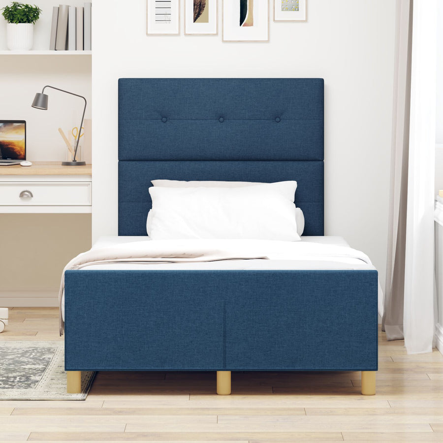 Bed Frame Blauw 120X190 Cm Stof Crème