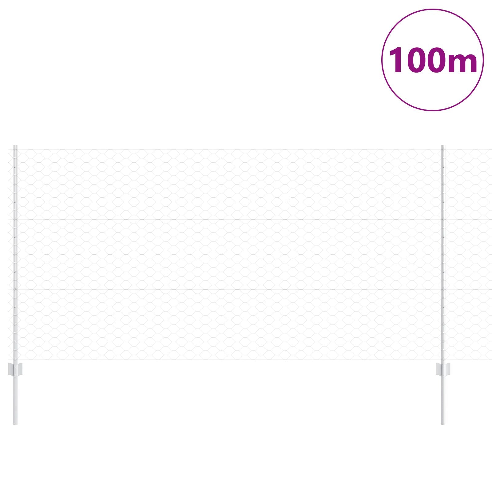 Omheiningspalen 22 St U-Kanaal 120 Cm Gegalvaniseerd Staal,  Hexagonale Omheining 1,2X100 M Gegalvaniseerd Staal