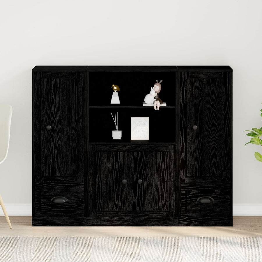 Highboard 132X35,5X103,5 Cm Gelaagd Hout Zwart eiken