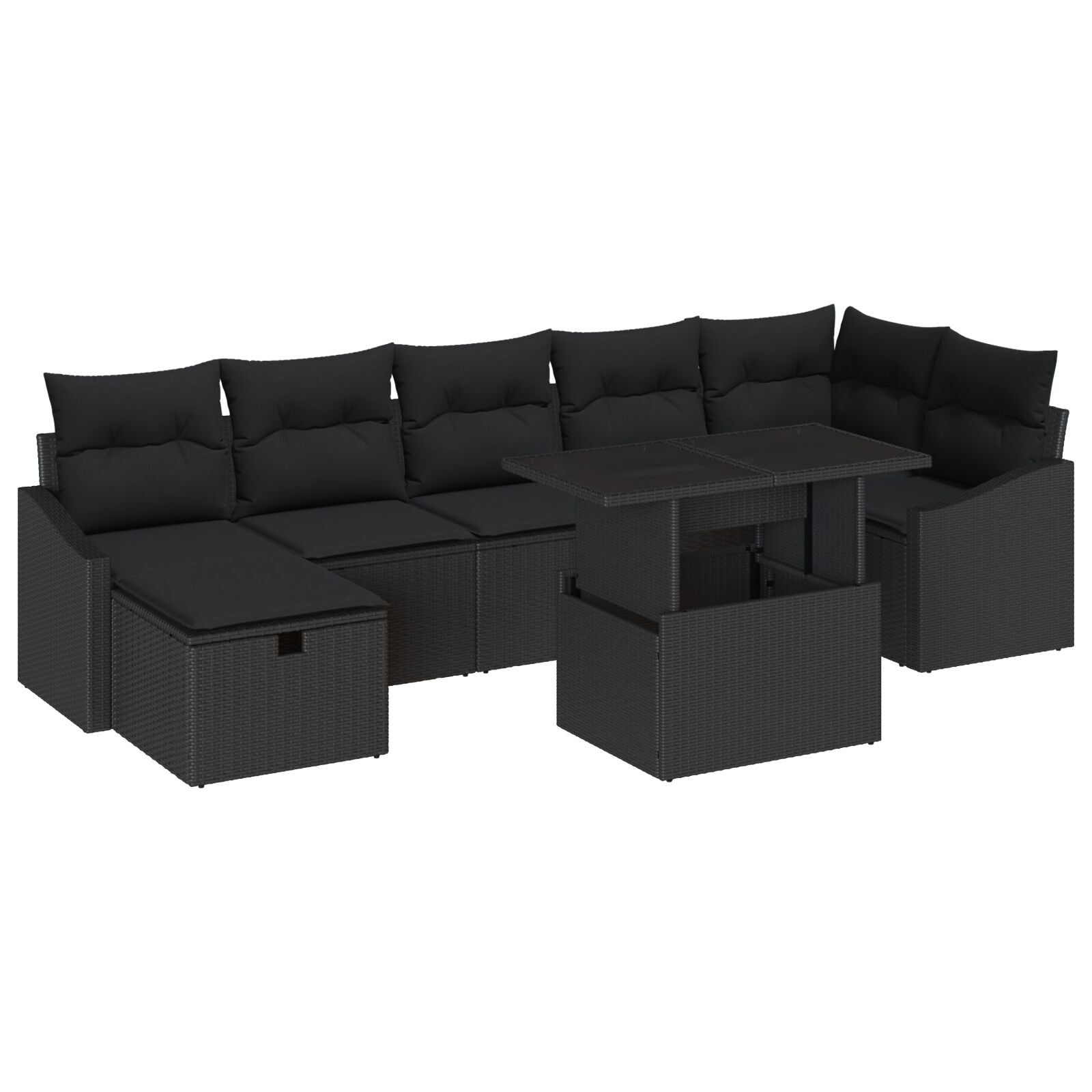 8 Delige Tuin Sofa Set Met Kussens Zwart Poly Rattan Wit