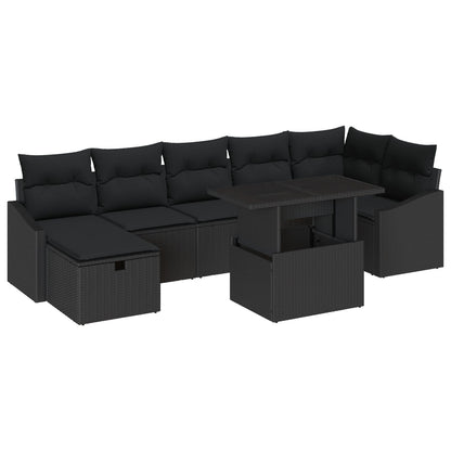 8 Delige Tuin Sofa Set Met Kussens Zwart Poly Rattan Wit