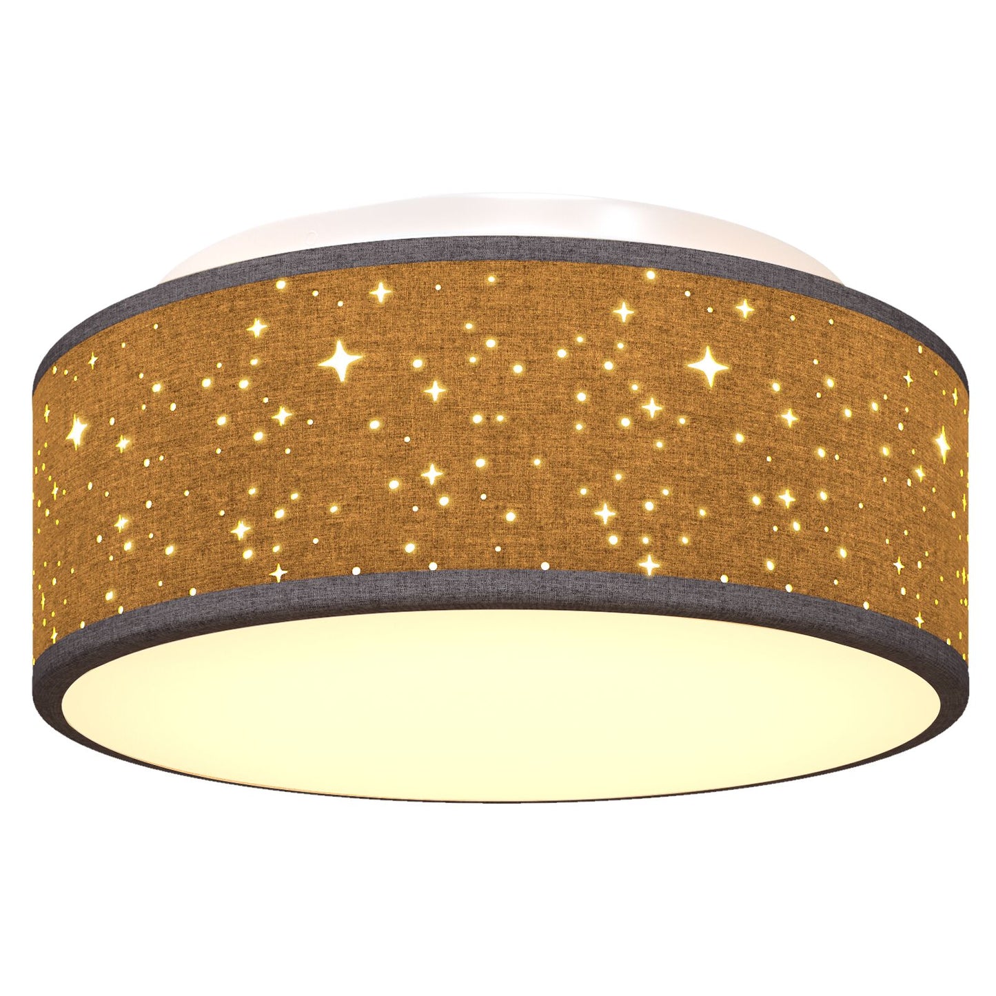 Plafondlampen Met Sterrenlampenkap Ø 30 Cm Stof E27 Ø30 x 13.5 cm Zwart met sterren lampenkap