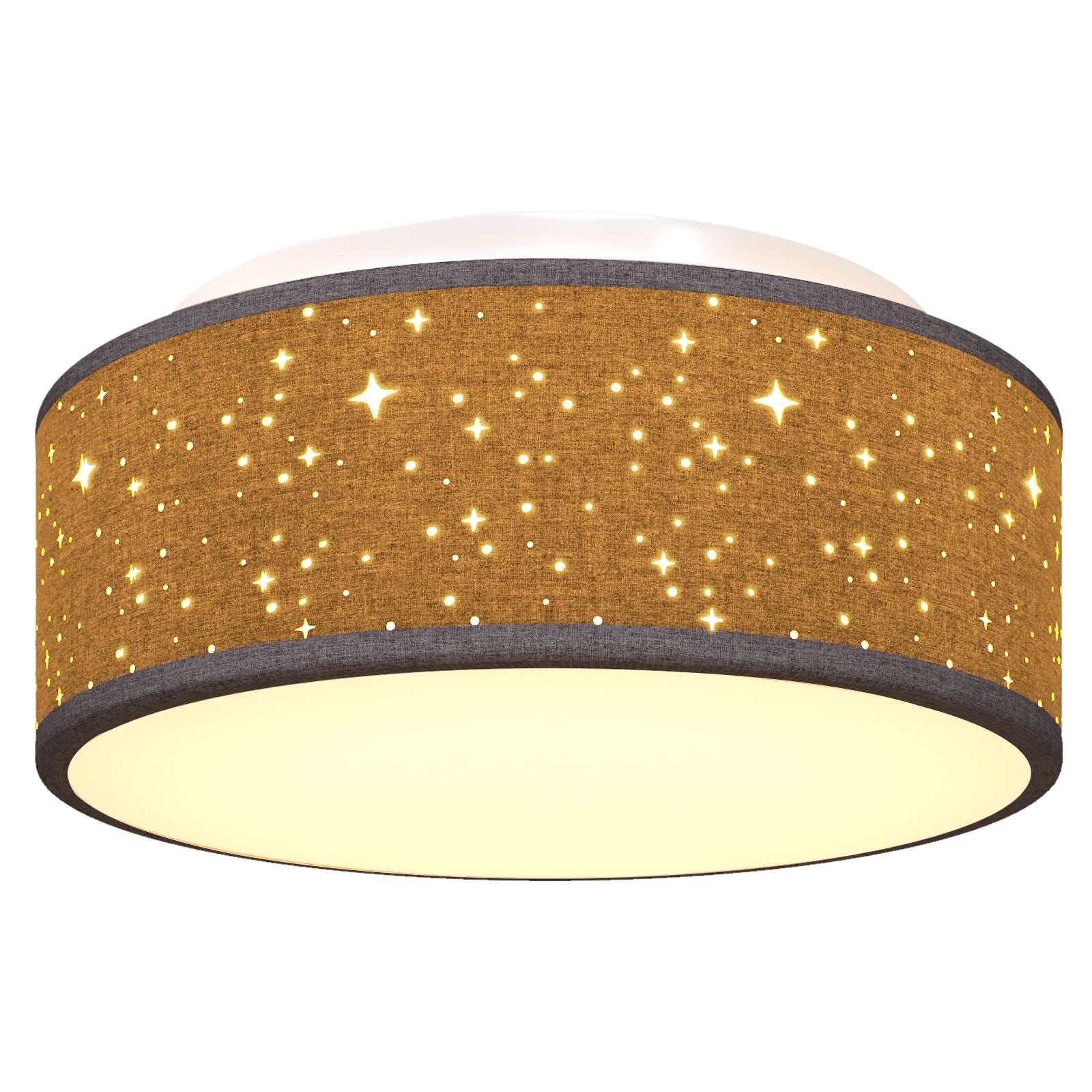 Plafondlampen Met Sterrenlampenkap Ø 30 Cm Stof E27 Ø30 x 13.5 cm Zwart met sterren lampenkap