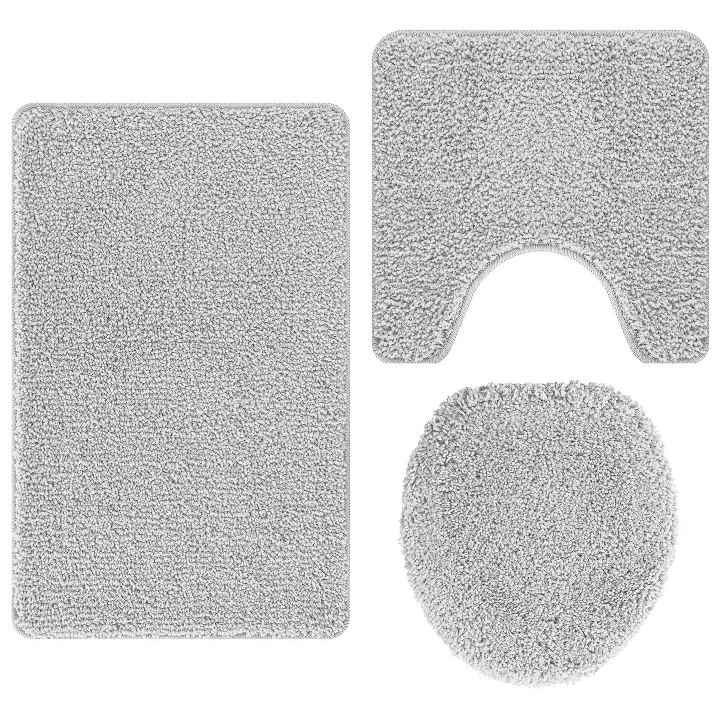 3-Delige Badmat Set Polypropyleen Antislip Grijs