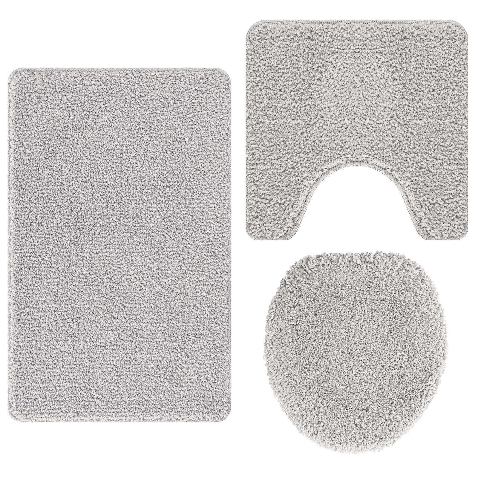 3-Delige Badmat Set Polypropyleen Antislip Grijs