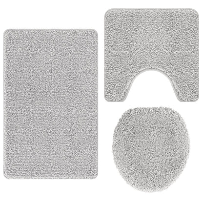 3-Delige Badmat Set Polypropyleen Antislip Grijs