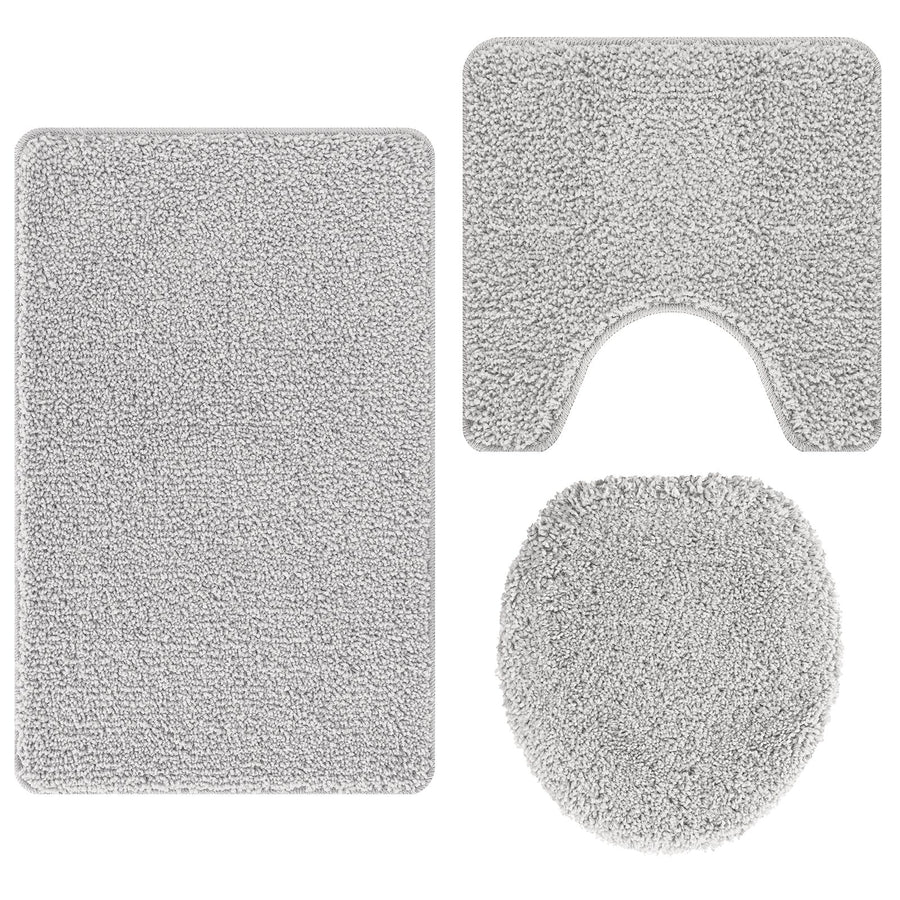 3-Delige Badmat Set Polypropyleen Antislip Grijs