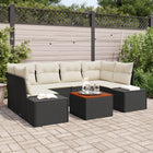 Garden Lounge Set with Storage 7 pcs Black and Cream poly rattan