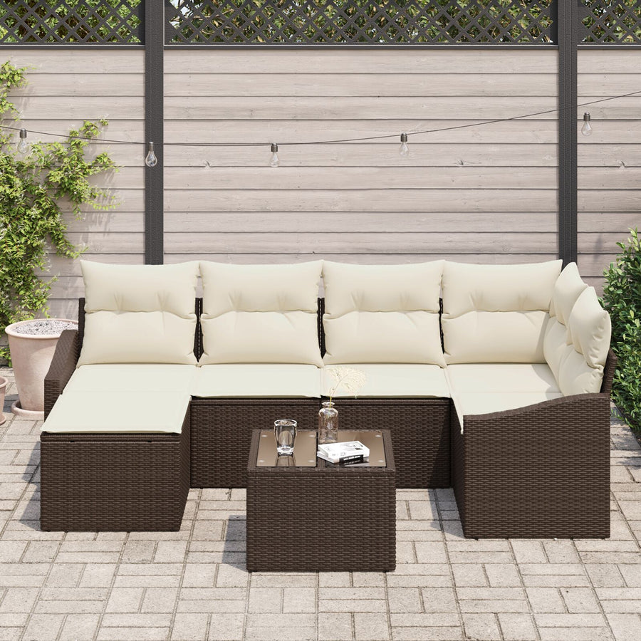 6-Delige Tuin Sofa Set Met Kussens Grijs Poly Rattan