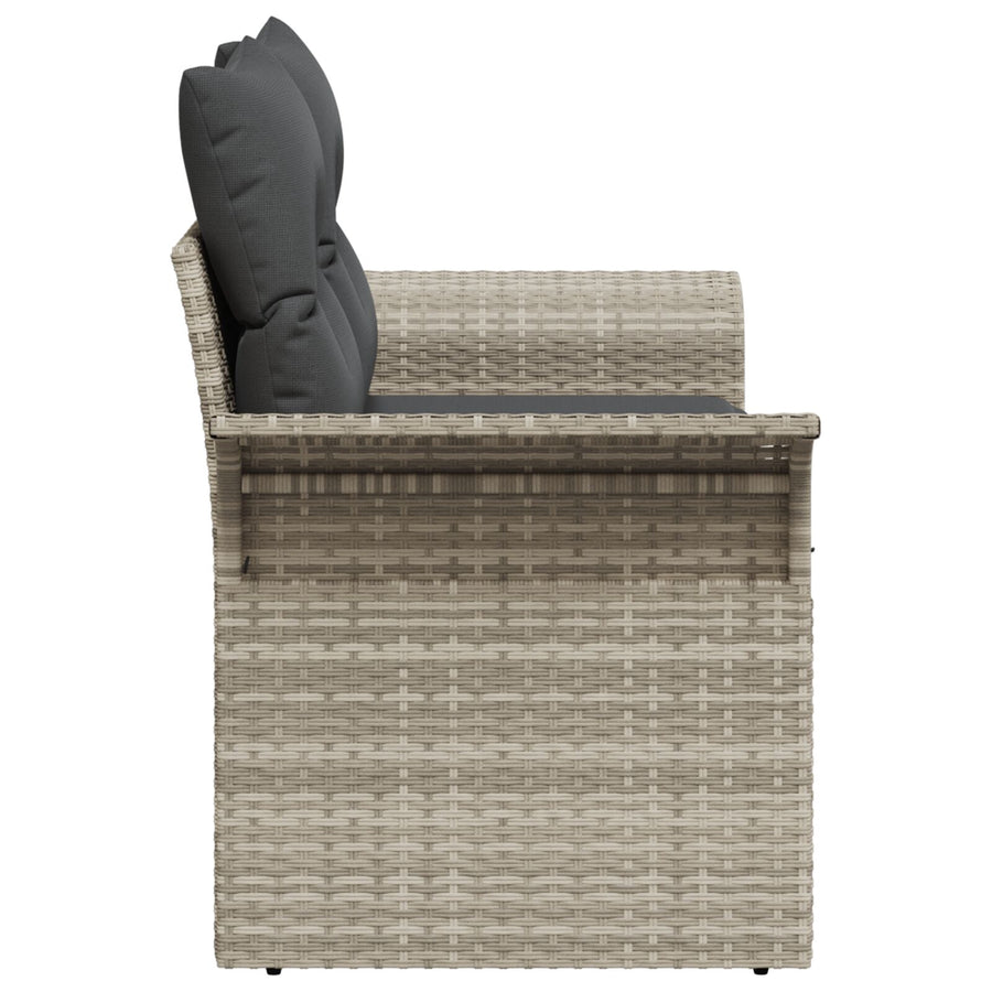 2-Zits Tuin Sofa & Kussens Poly Rattan Lichtgrijs met opslag