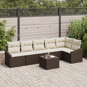 Loungeset poly rattan 7-delig bruin