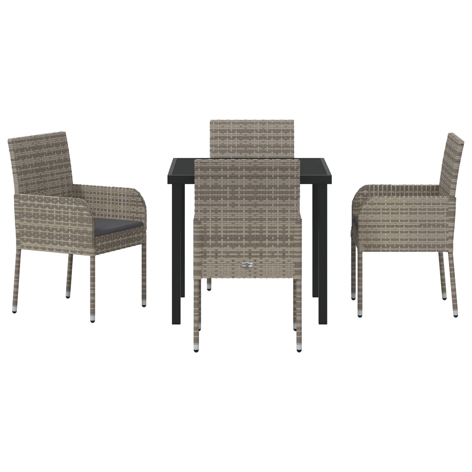 5-Delige Tuin Eetset Met Kussens Grijs Poly Rattan