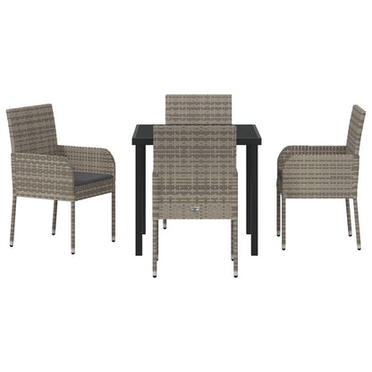 5-Delige Tuin Eetset Met Kussens Grijs Poly Rattan