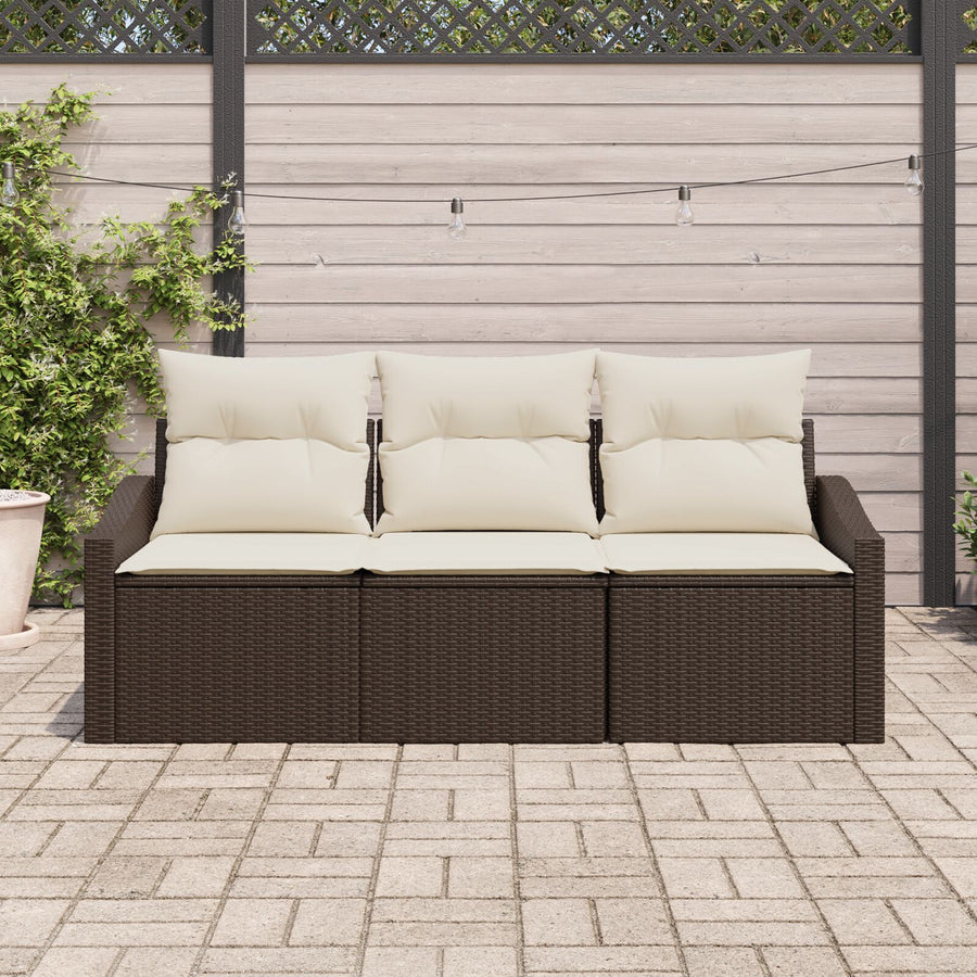 Tuinsofa Set Set Van 3 Bruin Rattan Buitensofa Rechthoekig Gegalvaniseerd Staal