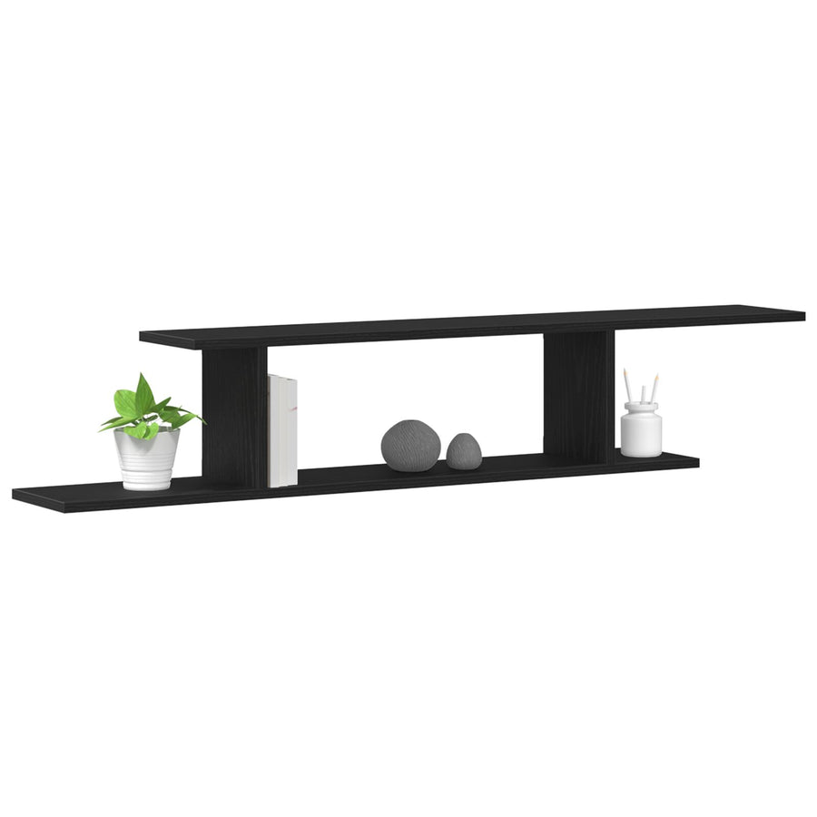 Wandplank Voor Tv Zwart Eiken 125X18X23 Cm Bewerkt Hout