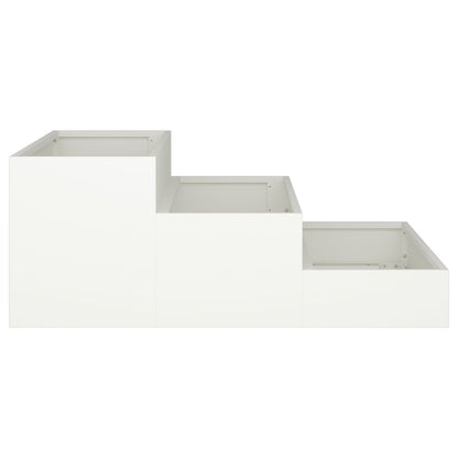 Tuin Plantenbak 3-Laags Te Staal 90 x 90 x 35 cm Wit