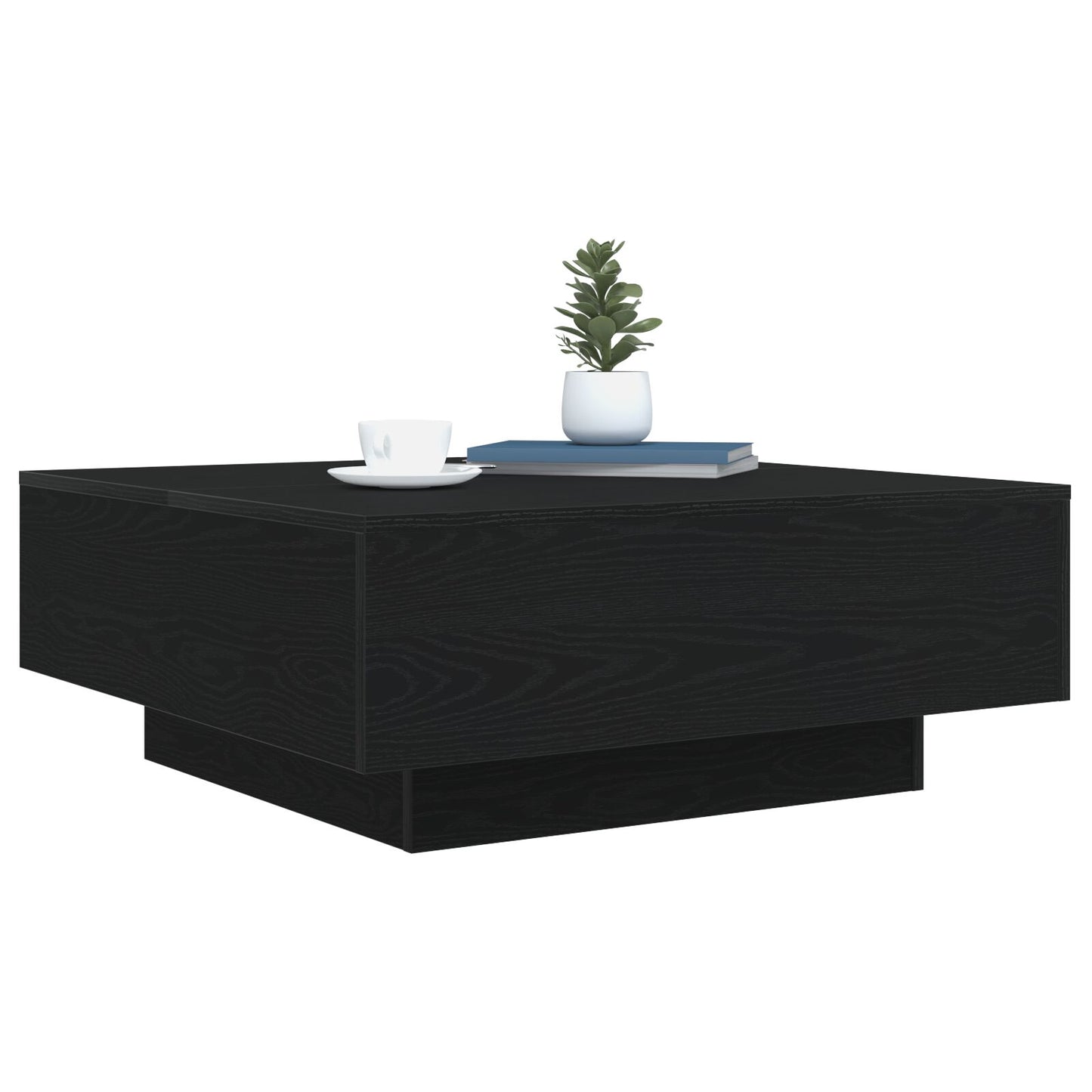 Salontafel Met Led-Verlichting Zwarte Eik 80X80X31 Cm
