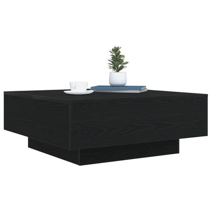 Salontafel Met Led-Verlichting Zwarte Eik 80X80X31 Cm