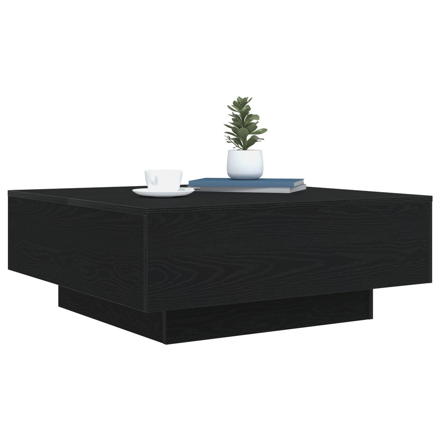 Salontafel Met Led-Verlichting Zwarte Eik 80X80X31 Cm