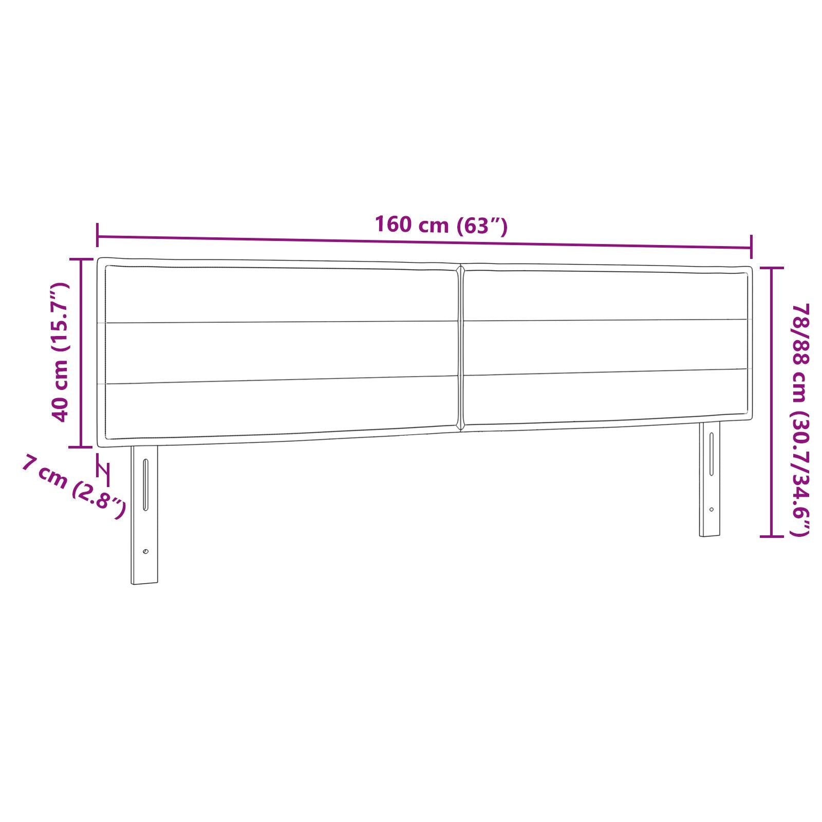 Hoofdbord Lijnen Ontwerp Stof Taupe 160 cm Lage hoofdbord