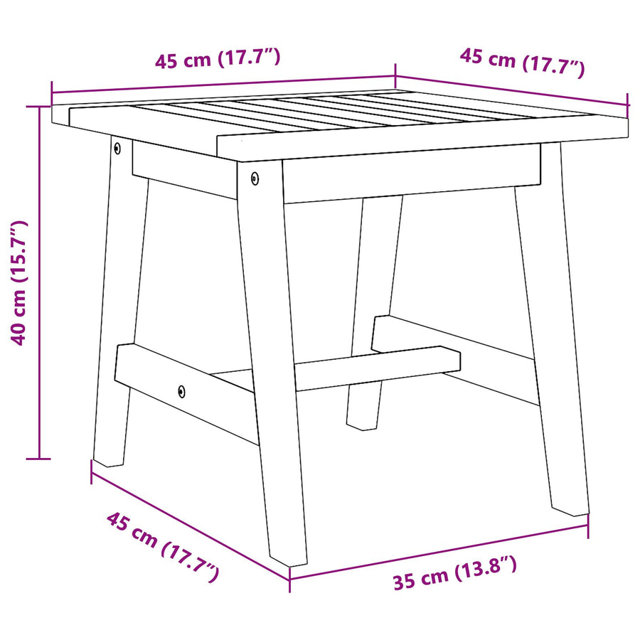 45X45X40 Cm Massief Acaciahout zonder kussen Zijtafel