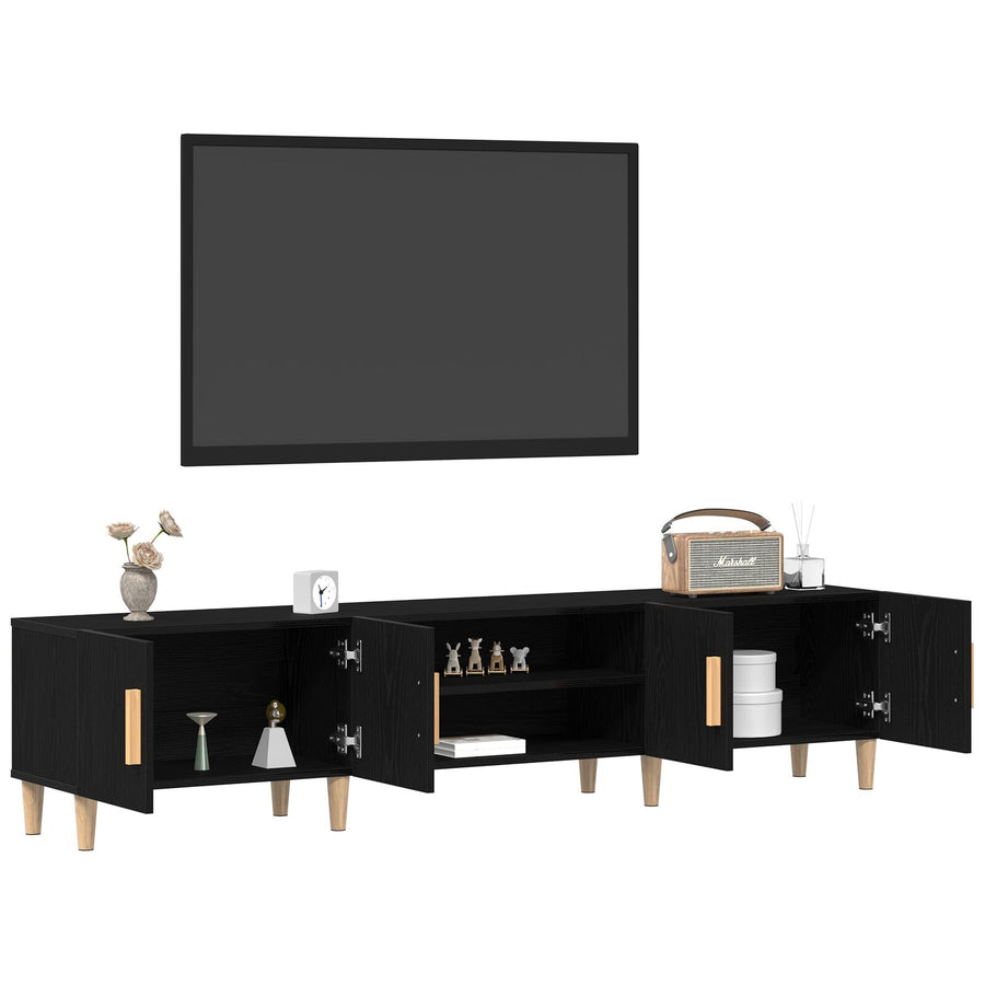 Tv Meubel Zwart Eiken 180X31,5X40 Cm Geengineerd Hout