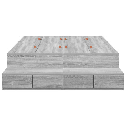 Opslag Bedframe Grijs Sonoma Gefabriceerd Hout 120 X 190 Cm Artisanaal Eiken