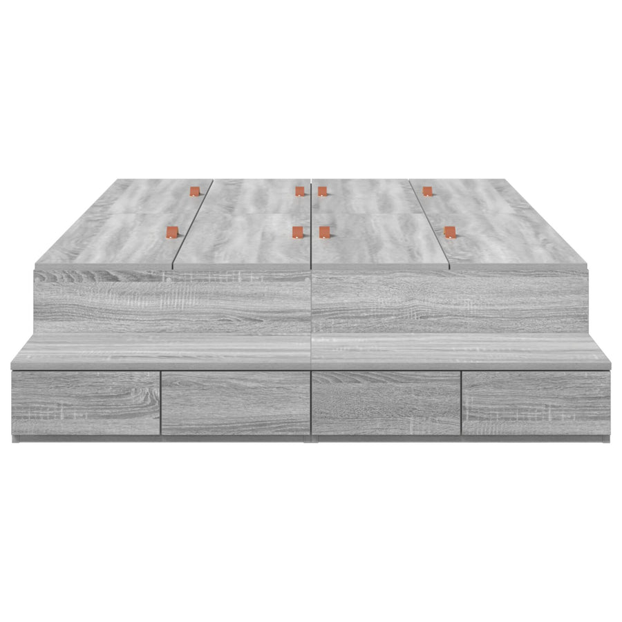 Opslag Bedframe Grijs Sonoma Gefabriceerd Hout 120 X 190 Cm Artisanaal Eiken
