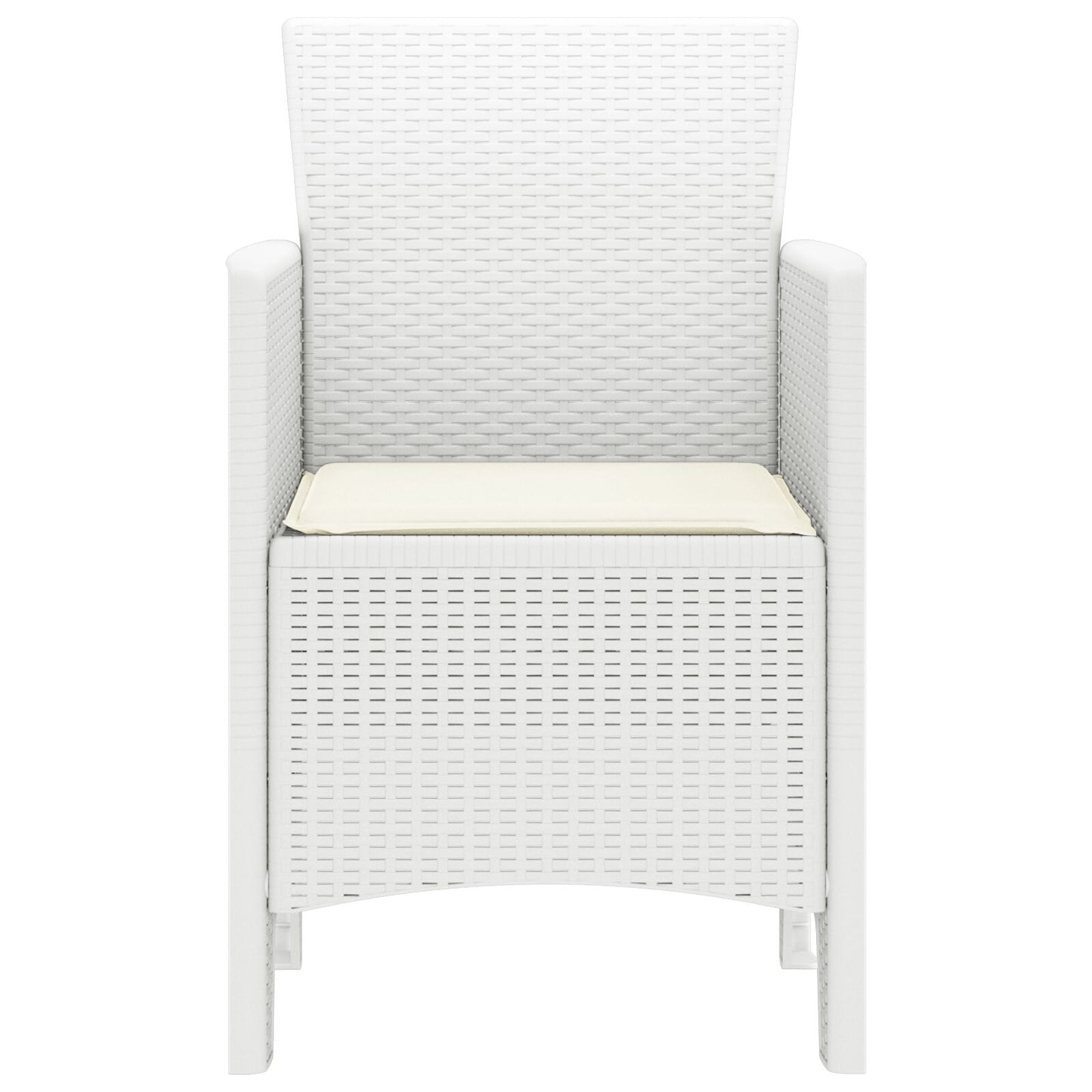 Tuinstoel Set Van 4 Poly Rattan Standaard Stapelbaar Crème wit Wit