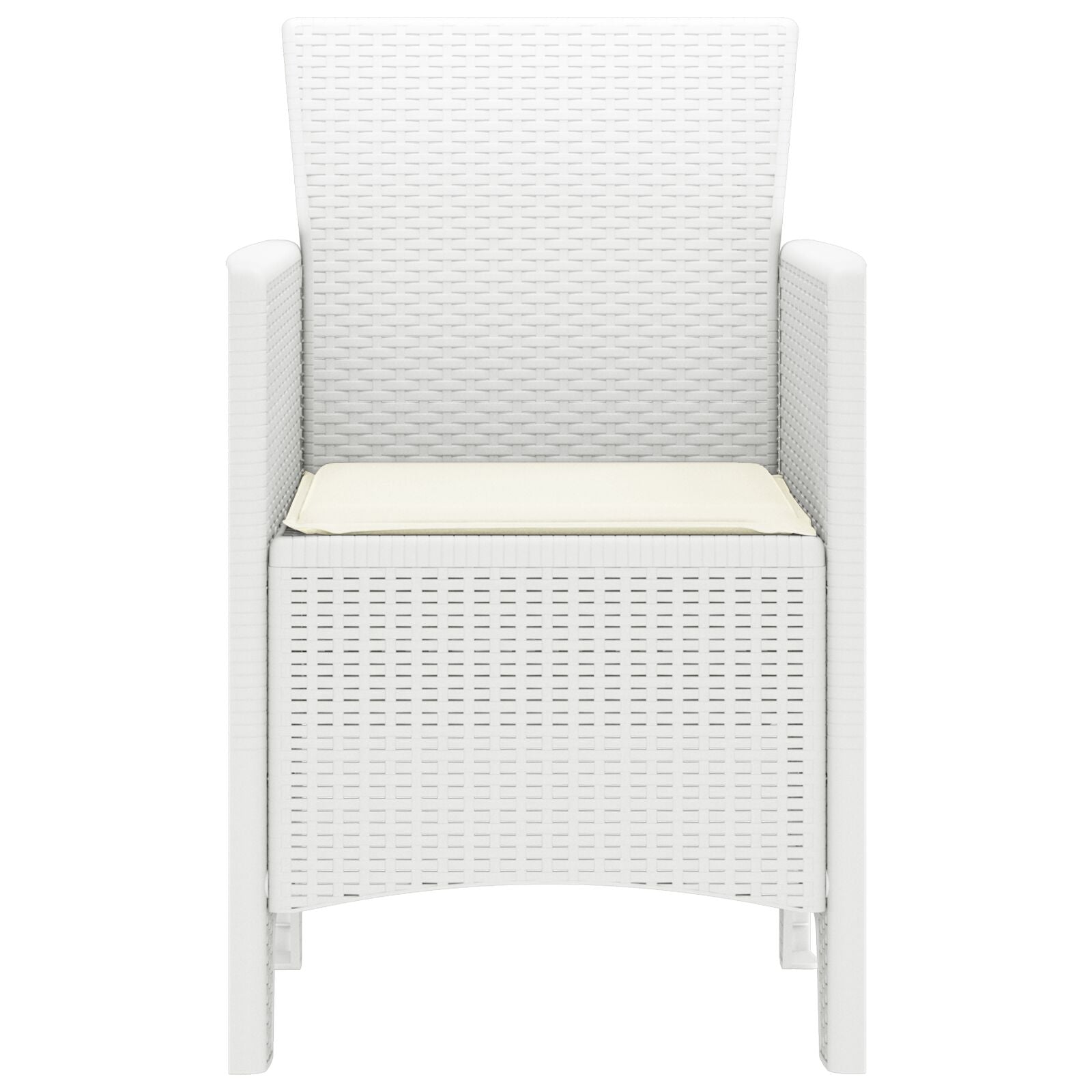 Tuinstoel Set Van 4 Poly Rattan Standaard Stapelbaar Crème wit Wit