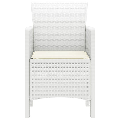 Tuinstoel Set Van 4 Poly Rattan Standaard Stapelbaar Crème wit Wit