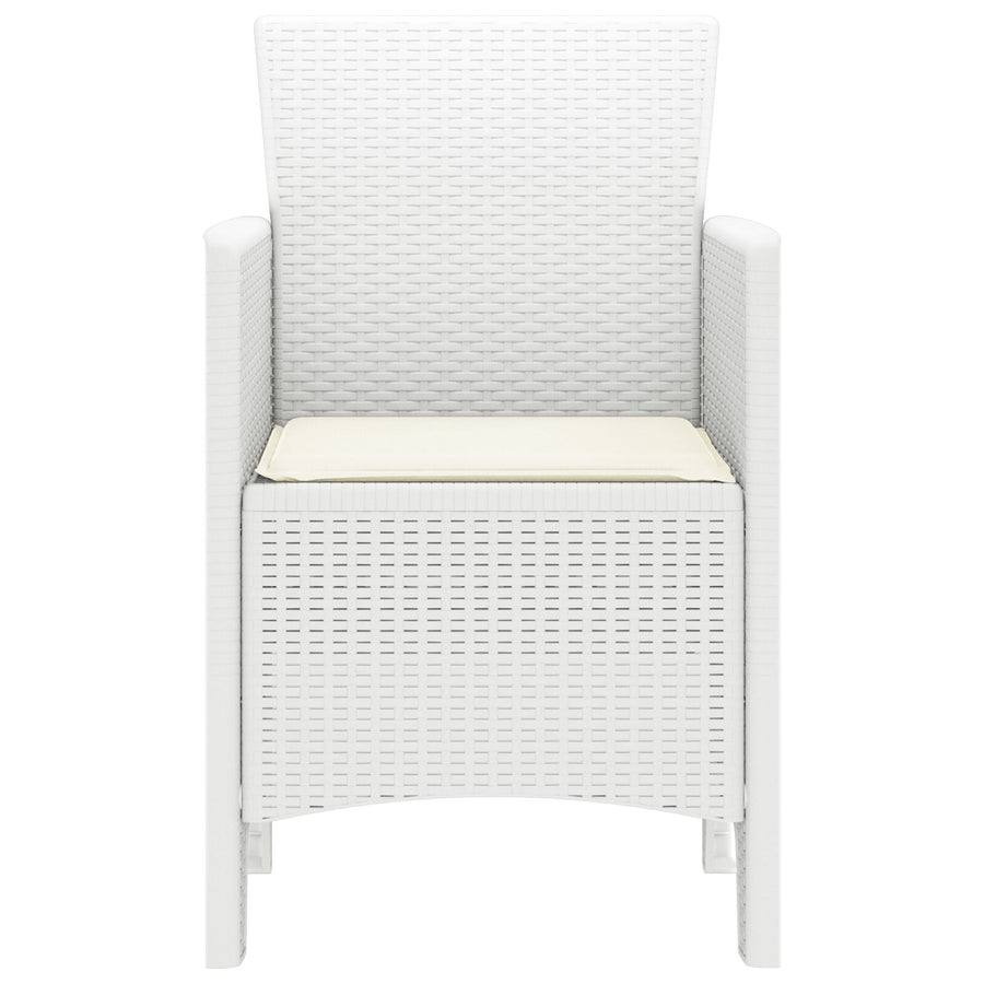 Tuinstoel Set Van 4 Poly Rattan Standaard Stapelbaar Crème wit Wit